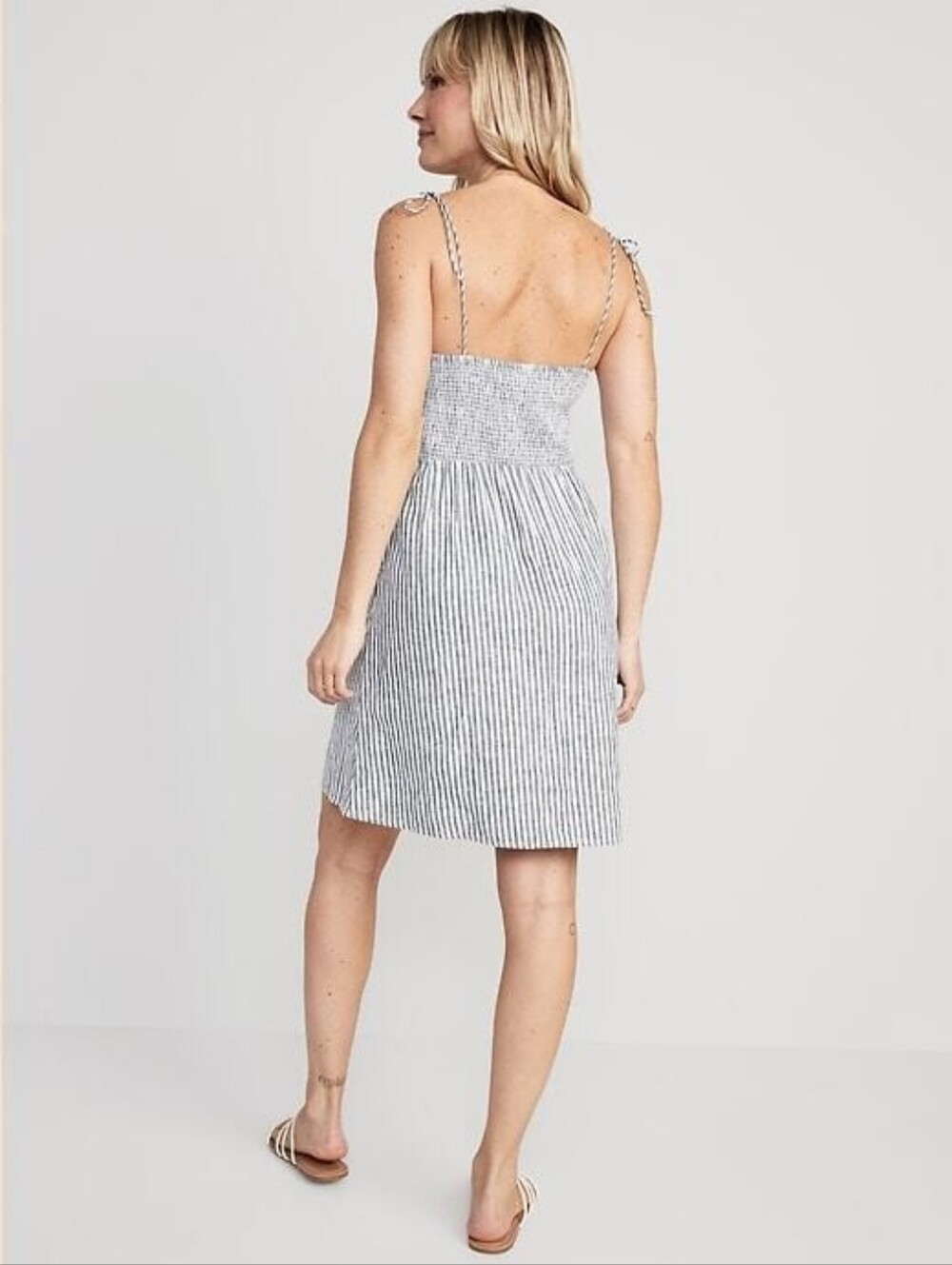 Old Navy  Linen Blend Striped Summer Dress Size Large New